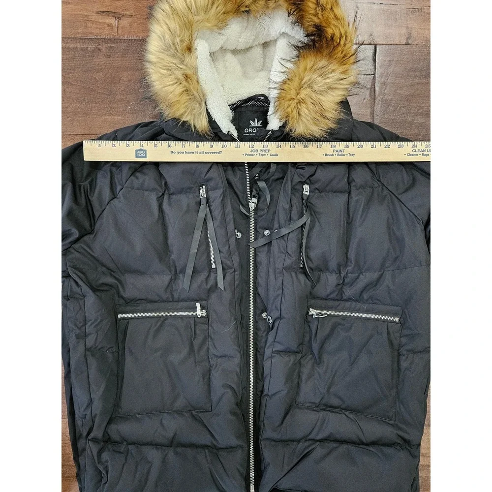Orolay Ski Lodge Expandable 3XL Black Thickened Down Jacket Faux Fur Hood
